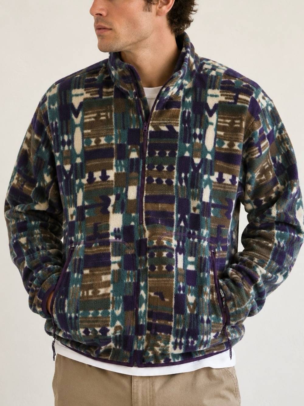 Vintage Geometric Fleece Pullover